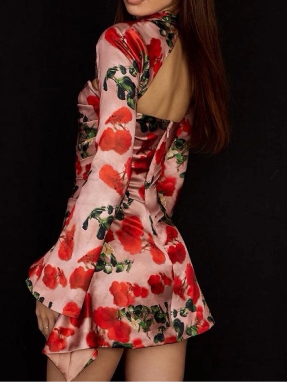 House of CB Toira Dress in Red Floral  Mini Dress in Pink and Red - Picture 3 of 7